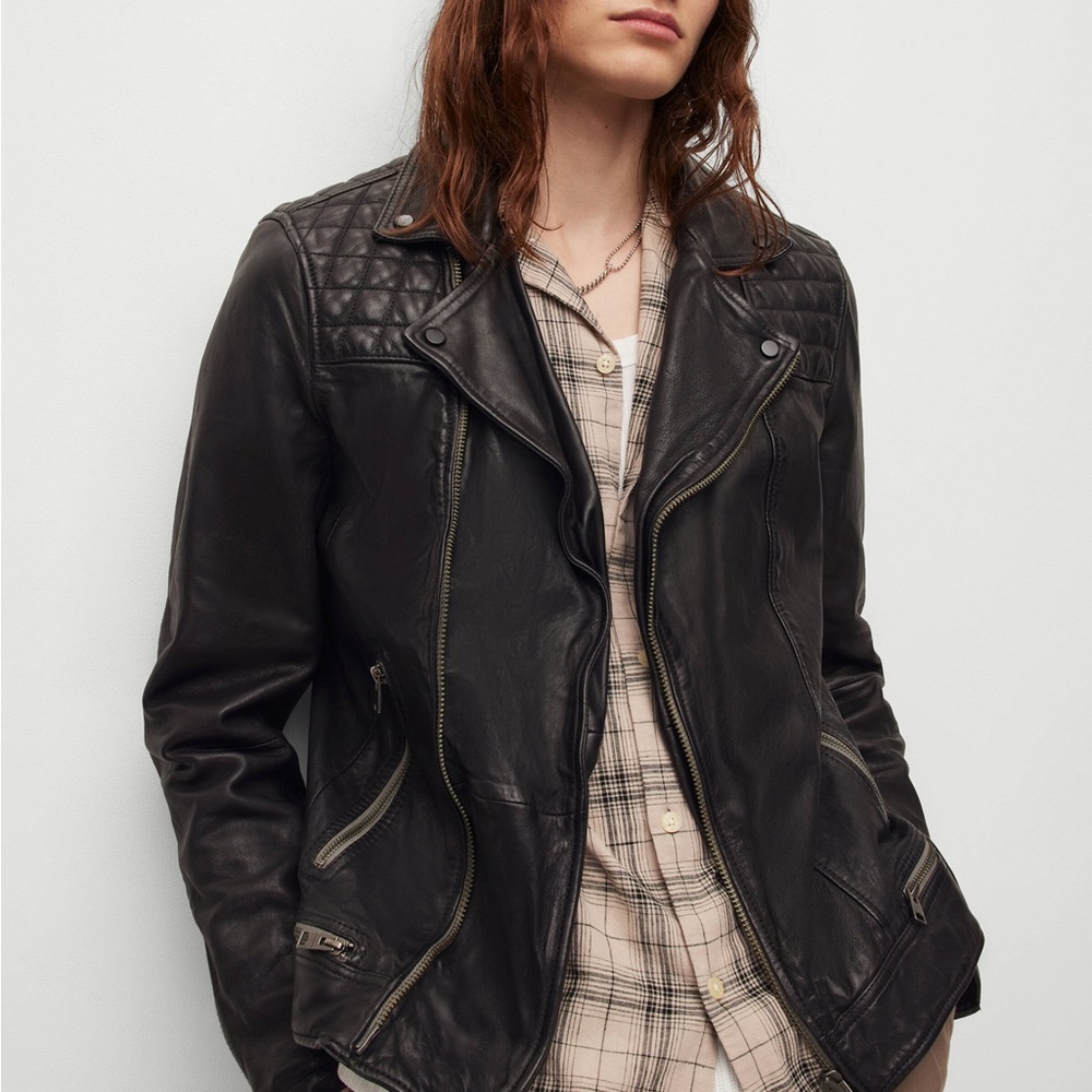 Conroy Crinkled Leather Biker Jacket